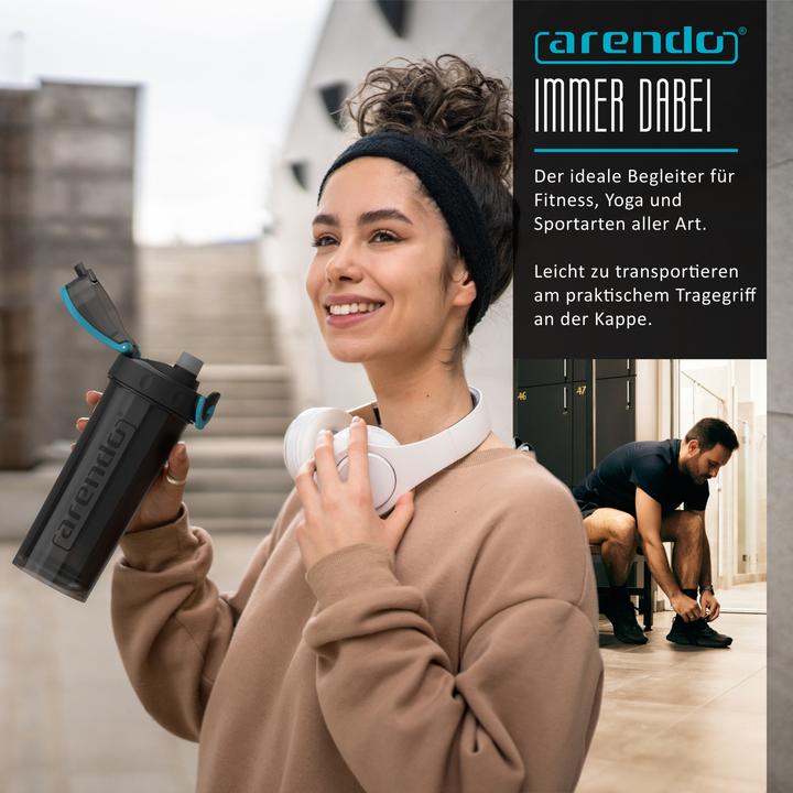 Produktbild Arendo Protein Shaker, Eiweissshaker 800 ml, verschliessbar, spülmaschinengeeignet, für unterwegs, BPA-frei (0.60 l)