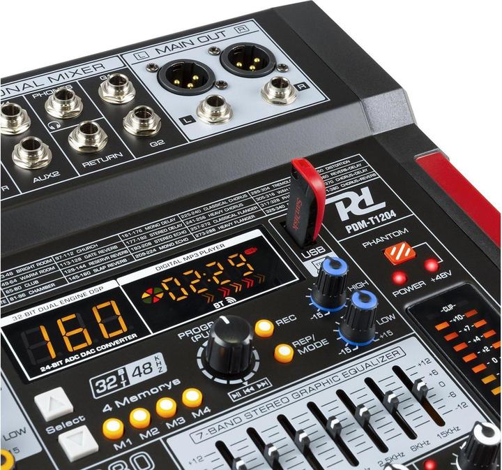 Produktbild Power Dynamics PDM-T1204 - 12-kanaals mengpaneel Bluetooth, DSP, mp3 en USB audio interface (Studio- und Livemixer)