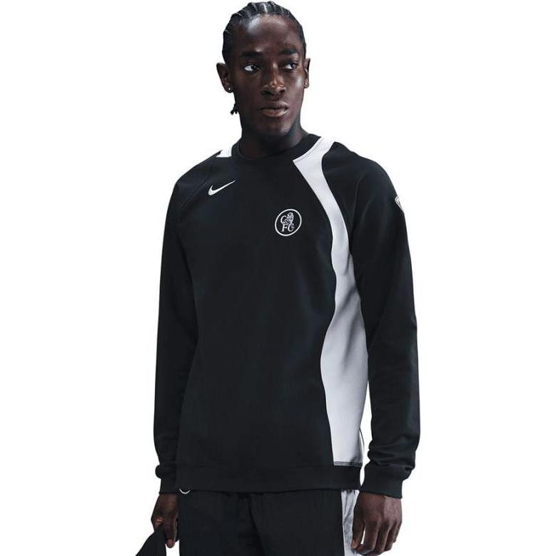 Nike, Uomini, Felpa + Maglione, Chelsea FC T90 Crew Top HQ9776-010, Nero, Argento, (M)