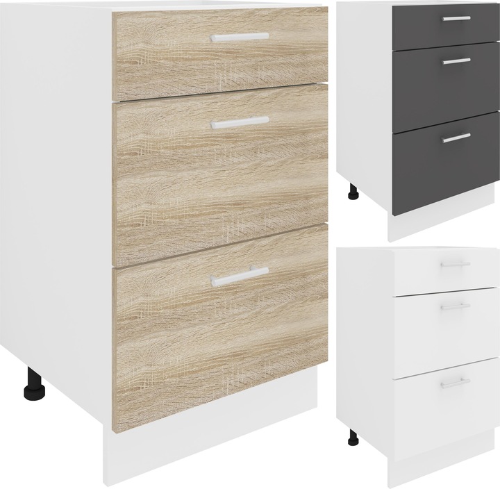 Produktbild VCM Küchenschrank Breite 50 cm Schublade Unterschrank Küche Küchenmöbel Esilo (50 x 46 x 82 cm)