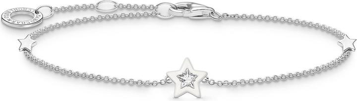 Thomas Sabo Armband Stern mit weissen Steinen und weisser Kaltemaille Silber -A2136-041-14-L19V A2136-041-14-L19 (19 cm, Emaille, 925er Silber)