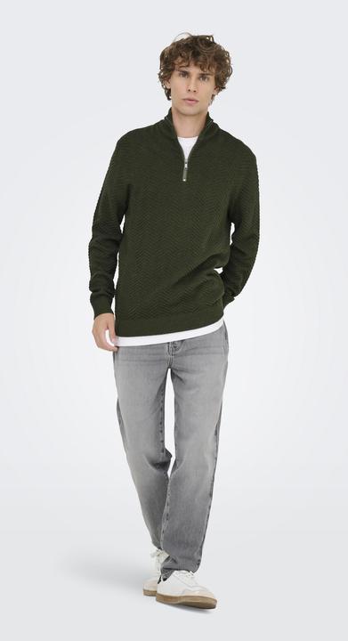 Produktbild Only & Sons Onsmace Reg 12 Herringbon Half Zip Knit (3XL)
