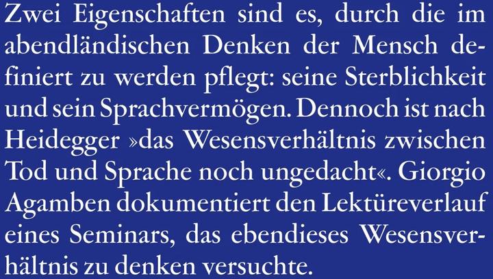 Produktbild Die Sprache und der Tod (Deutsch, Andreas Hiepko, Giorgio Agamben, 2008)