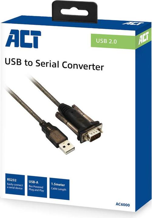 Produktbild ACT AC6000 Serien-Kabel Schwarz 1,5 m USB Typ-A DB-9 (1.50 m)