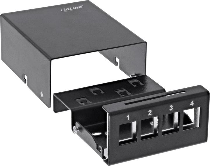 Actual product image InLine Patch field socket surface mount for 4x Keystone RJ45