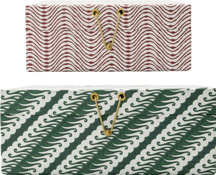 House Doctor Storage boxes, HDKeep, RedGreen (25 x 10 x 25 cm)