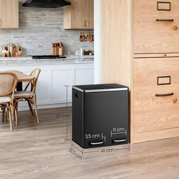 Immagine prodotto Songmics Abfalleimer 30 l, Schwarz (30 l)