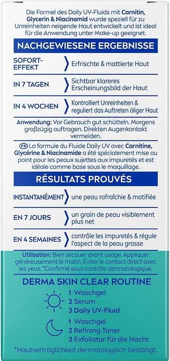 Immagine prodotto NIVEA Derma Skin Clear Daily UV Fluid LSF 50+ (40 ml, Fluido viso, SPF 50+)