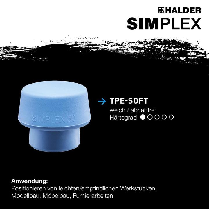 Produktbild Halder Schonhammer 430 50mm TPE-soft/Superplastik AL-Gehäuse Simplex (430 g)