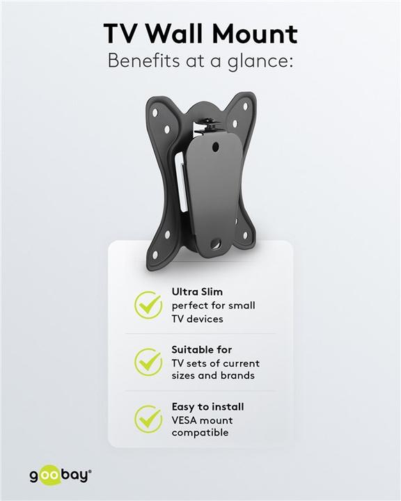 Actual product image Goobay TV wall mount Basic Fix size S (Wall, 25 kg, 23" - 42")