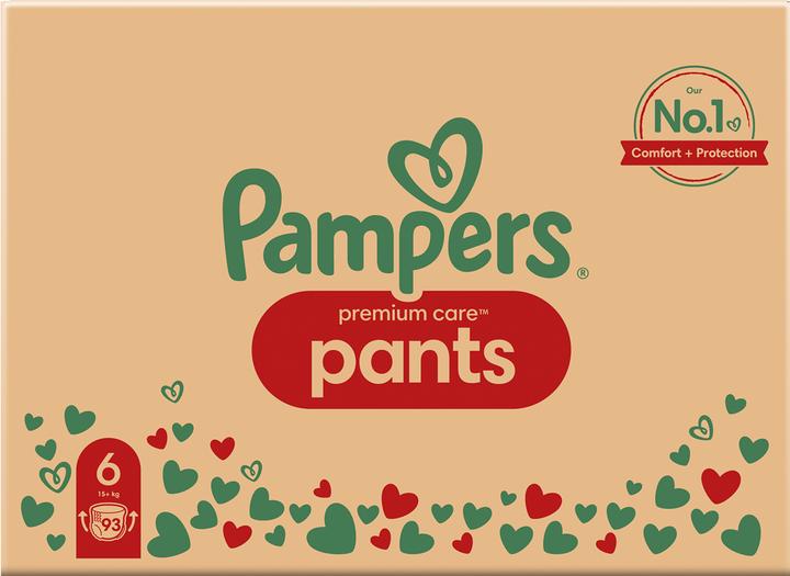 Image du produit Pampers Premium Care 6 Size Diapers-Panties, 93 Diapers, 15kg + (Taille 6, Pack mensuel, 93 pièce(s))