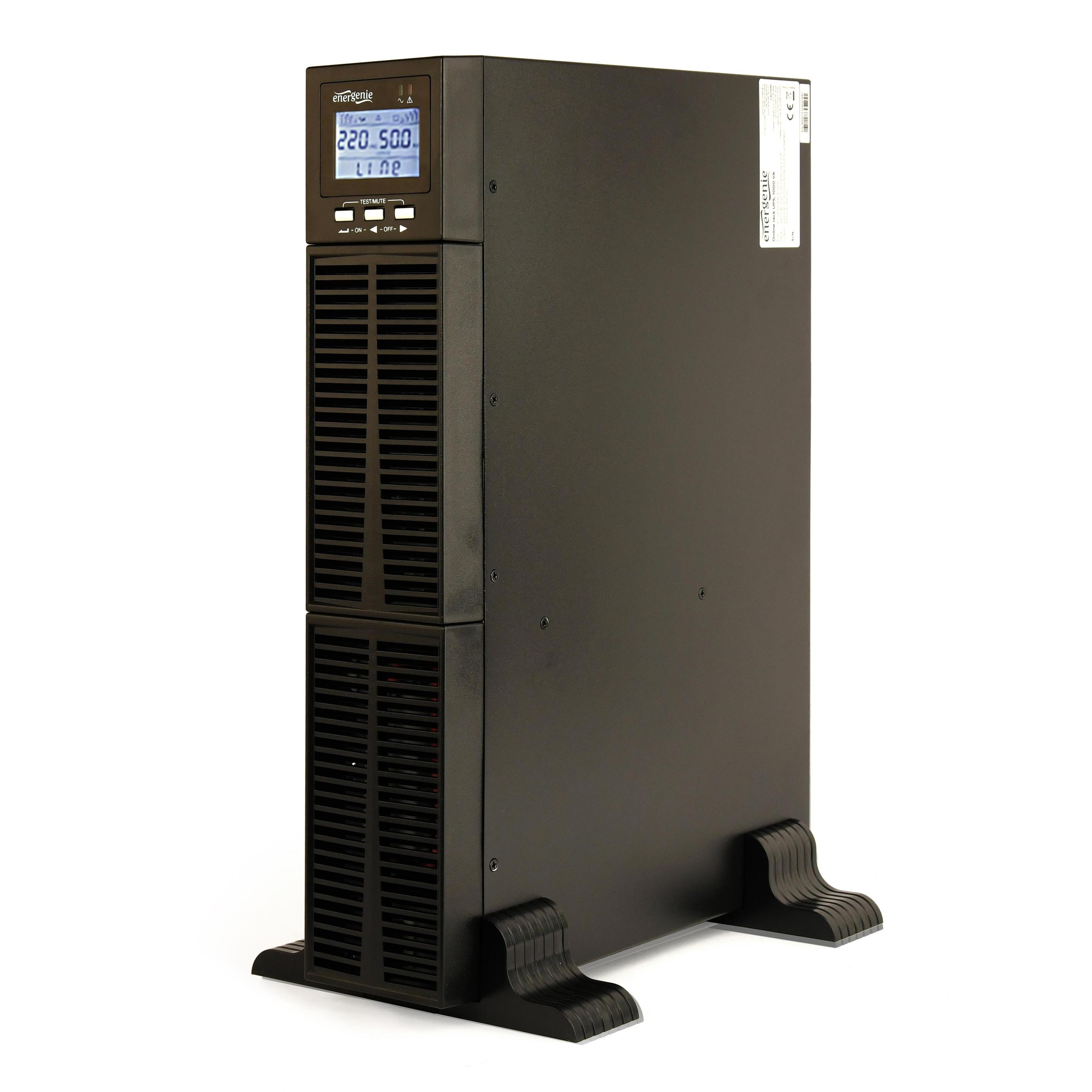 Gembird ENERGENIE online rack UPS 1000VA LCD (1000 VA, 1000 W, Online-Doppelwandler USV), USV
