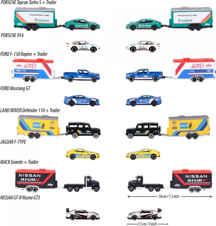 Image du produit Majorette Car Trailer Assortment, 4-sort.