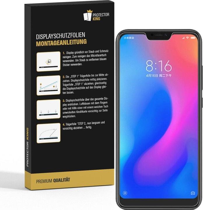 Actual product image Protectorking 3x Panzerfolie Anti-Shock HD Klar (3 Piece, Xiaomi Redmi Note 6 Pro)