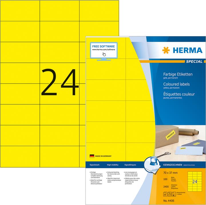 Actual product image HERMA Coloured labels A4