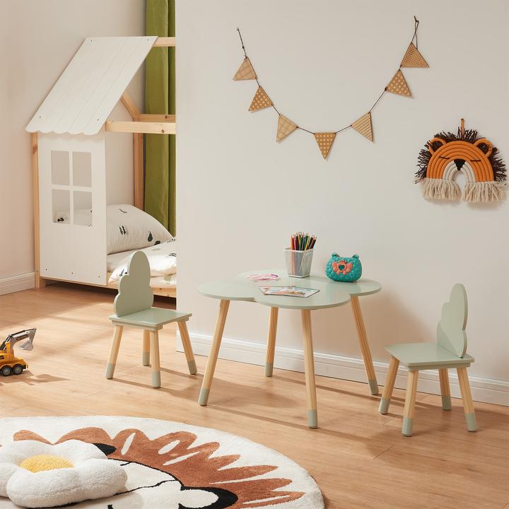 Actual product image En.Casa Kindersitzgruppe Epim mit Wolkendesign Mintgrün (Child seating group)