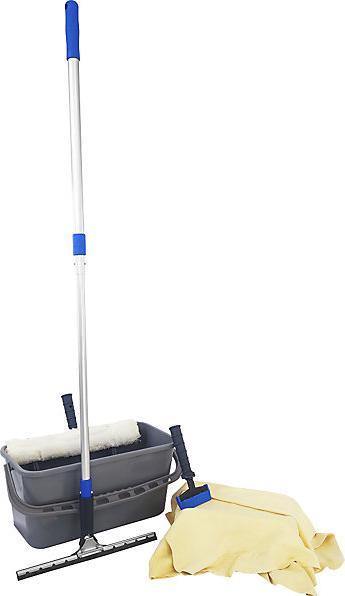 Actual product image eurokraft basic BASIC window cleaning set, multiple parts, grey / blue.