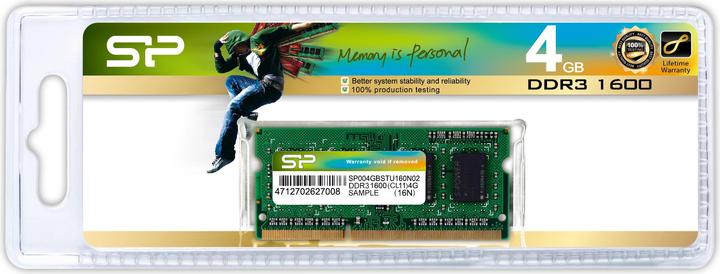 Produktbild Silicon Power SP004GBSTU160N02 (1 x 4GB, 1600 MHz, DDR3-RAM, SO-DIMM)