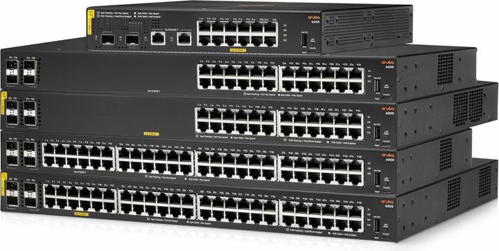 Actual product image HPE E Aruba 6000 Switch 4 SFP Ports, 1U, Layer 2, ACL, QoS, Web GUI, CLI, Aruba NetEdit, Zero To (52 Ports)