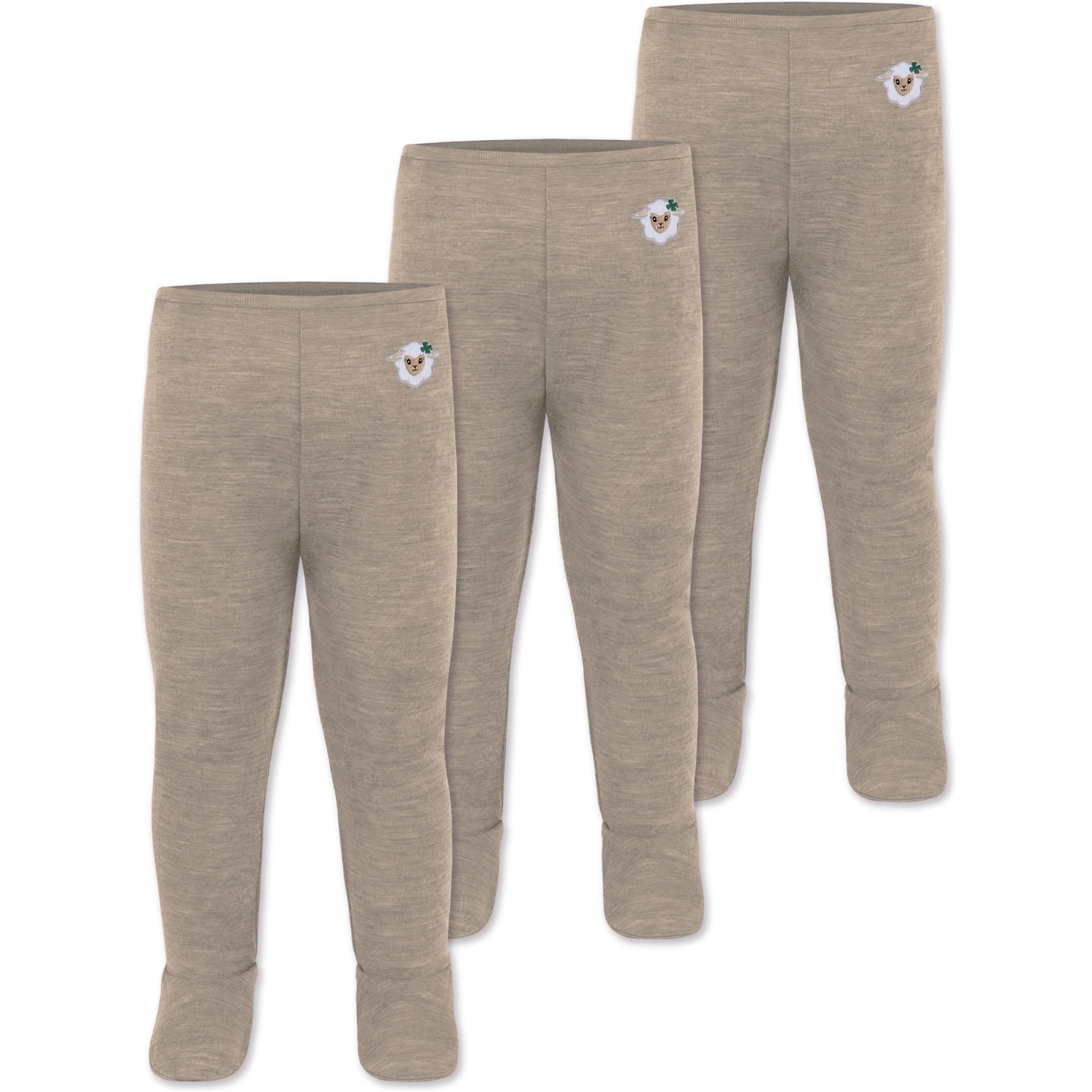 Normani, Herren, Hosen, 3er Pack Baby Merino Hose mit Füssen - 9541, Beige, (56)