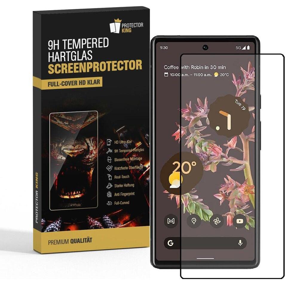 Protectorking 1x echtes Tempered 9H Panzerhartglas 3D KLAR (1 Stück, Google Pixel 6), Smartphone Schutzfolie