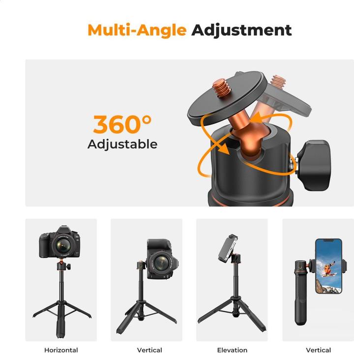Produktbild K&F Concept 3-in-1 selfie stick + desktop stand mobile phone holder + GoPro adapter + Bluetooth remote control