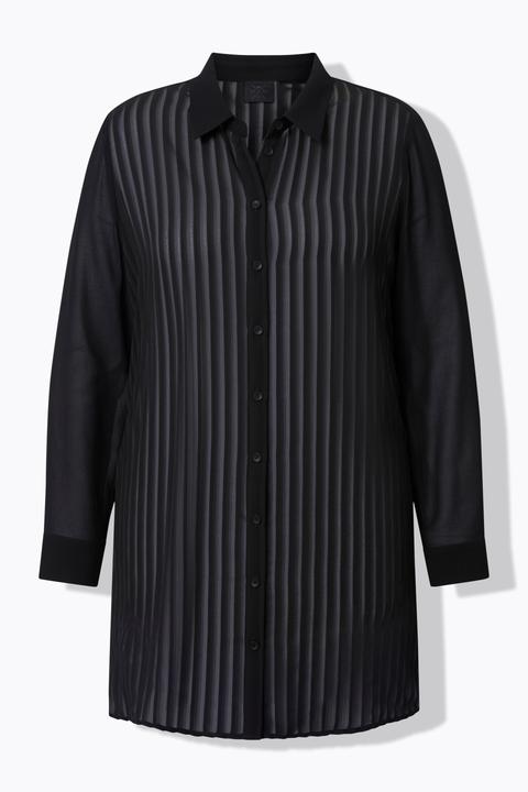 Actual product image Ulla Popken Sheer Striped Button Down Blouse (60)