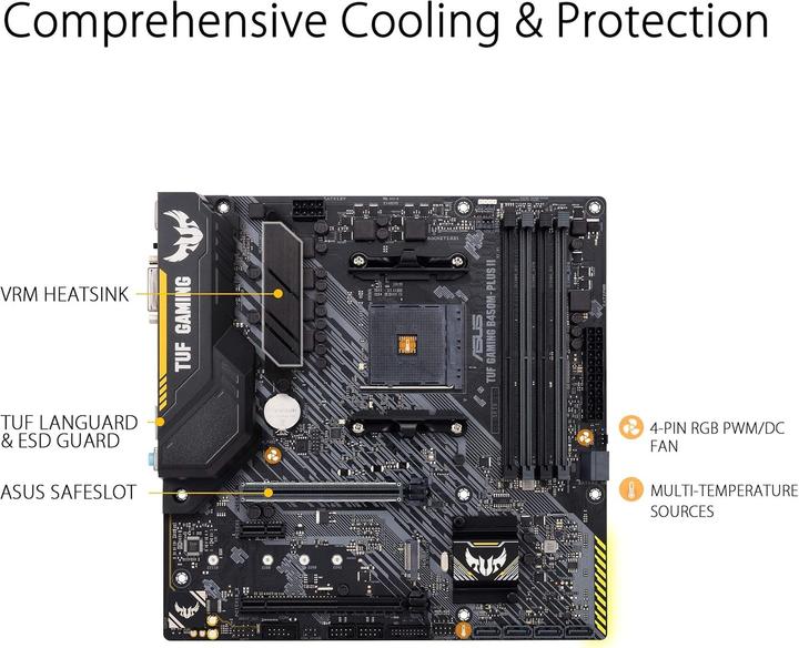 Actual product image ASUS TUF B450M-Plus II Gaming (AM4, AMD B450, mATX)
