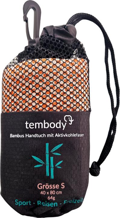 Produktbild Tembo Bambus Reisehandtuch mit Aktivkohlefasern Orange S (80 x 40 cm)