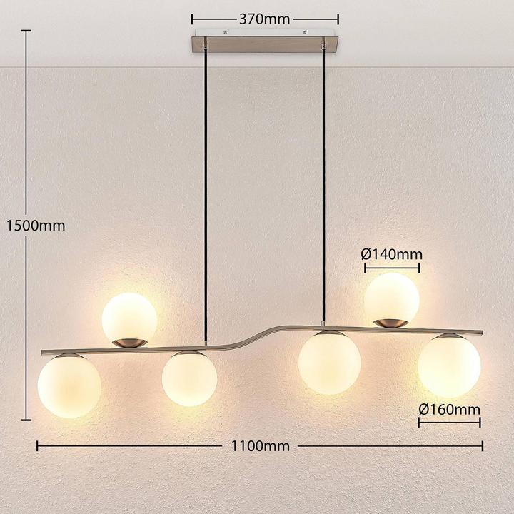 Produktbild Lindby Avalyn Pendelleuchte Opal/Nickel (E14)