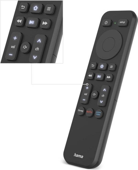 Immagine prodotto Hama Telecomando, f. TV + tasto Netflix, Prime Video, Disney+, programmabile (Telecomando universale, Infrarossi)