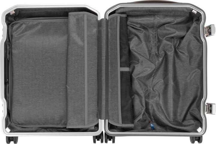 Actual product image Piquadro PQ-Light - Fast-Check Hand Luggage Hard Shell Trolley Black/Leather (37 l)