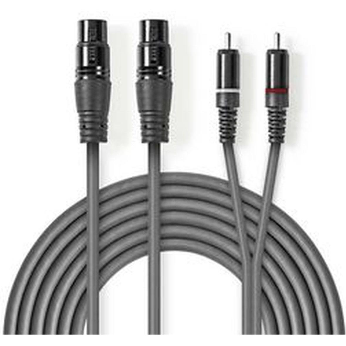 Nedis Cavo audio XLR 2 x XLR d 3 pin femmina - 2 x RCA (1.50 m, XLR), Cavo audio
