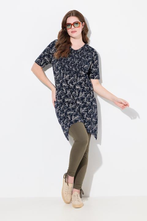 Image du produit Ulla Popken Long T-Shirt, Coupe A-Ligne, Encolure V, Manches Courtes, Coton Bio (42, 44)