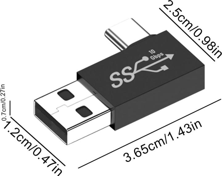 Produktbild PowerGuard USB-A zu USB-C 90 Grad Winkel rechts Adapter (100 W)