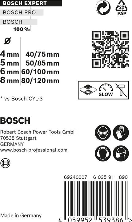 Actual product image Bosch Professional Zubehör EXPERT MultiConstruction CYL-9 drill bit set, 4/5/6/8 mm, 4 pcs. (4 - 8 mm)