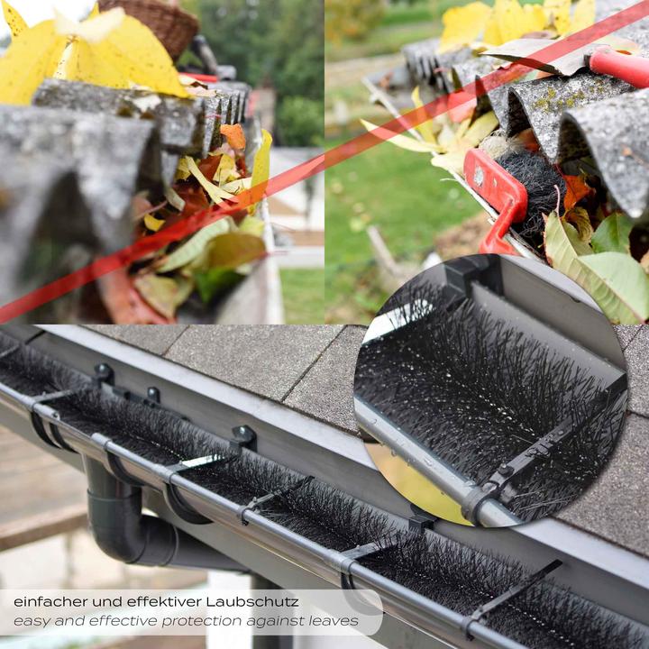 Produktbild Wiltec 12m Dachrinnenbürste 10x120cm Ø12cm Laubschutz Marderschutz Rinnenraupe
