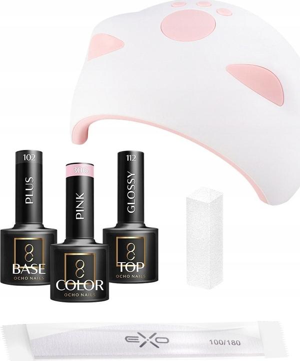 Ocho Nails Gellack Starter Set (Pink, Gel-Effect Nail Polish)
