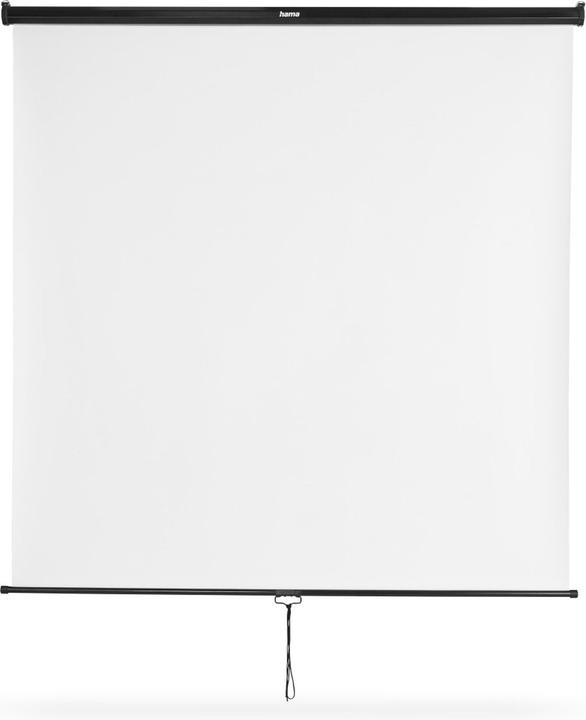 Hama Rollo-Leinwand, 175 x 175 cm, mobil, für Decken- oder Wandmontage, Weiss (97.24", 1:1)