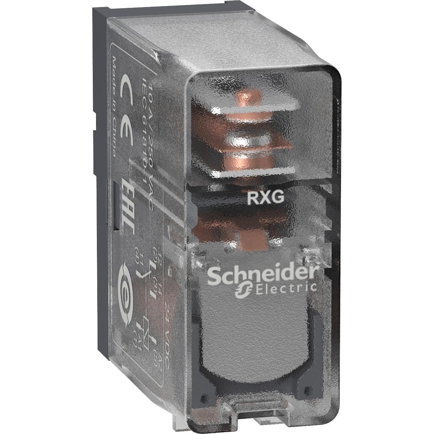 10x Schneider Electric Relay 1CO 10A 24VDC Clear Cover, Relais