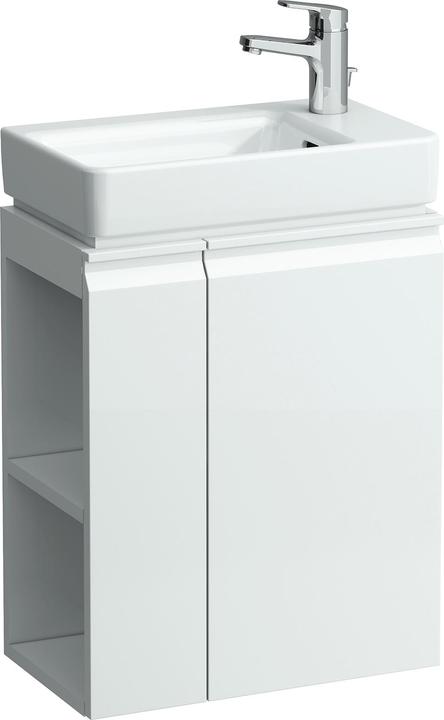 Laufen Pro S Komplettset, Waschtisch, 1 Hahnloch rechts, inkl. Unterbau, Tür rechts, Regal links, 6