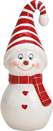 Produktbild G. Wurm Schneemann aus Keramik Weiss, rot (B/H/T) 7x17x7cm