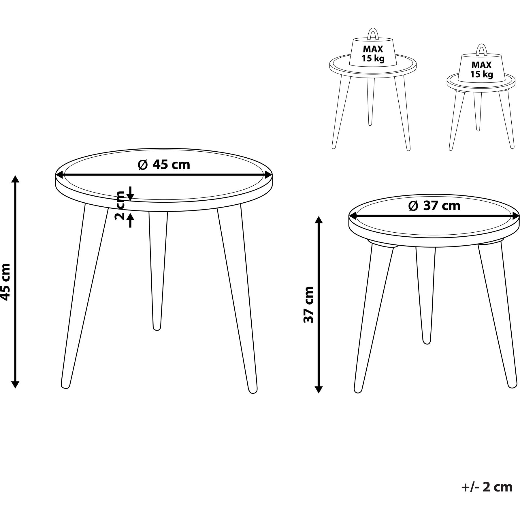 Thumbnail - Beliani, Couchtisch + Beistelltisch, Sakita (45 x 45 x 45 cm)