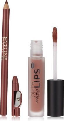 Actual product image Eveline Evelina Oh! My Lips Lip Makeup Set (Lipstick + Lip Pencil) No. 02 Milky Chocolate (02 Milky Chocolate)
