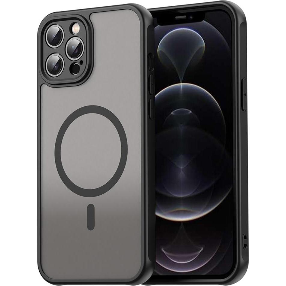 Techsuit - HaloFrost II MagSafe - iPhone 12 Pro Max - Black (Apple iPhone 12 Pro Max), Cover smartphone, Nero