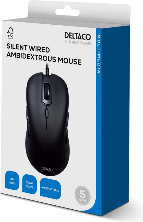 Actual product image Deltaco Klaviat??ra Tyli su laidu dvipus?? pel??, 6 mygtukai, 1000-6400 DPI, juoda / MS-810 (Cable)