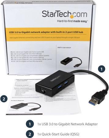 Actual product image StarTech USB 3.0 Gigabit Ethernet and USB 3.0 Hub (USB-A, 1 portion)