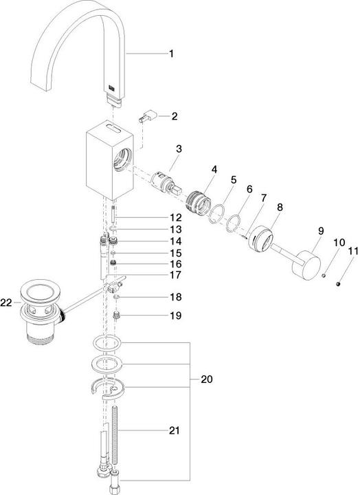 Produktbild Dornbracht MEM Waschtisch-Einhandbatterie mit Ablaufgarnitur, Ausladung 165 mm, 33500782