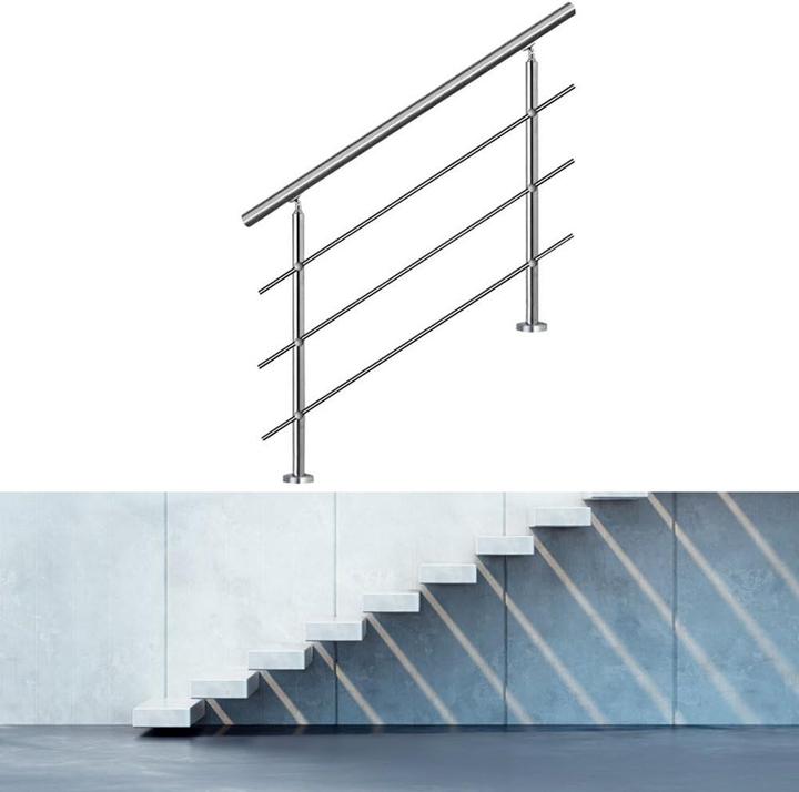 Jiubiaz Edelstahl-Treppengeländer mit Querstreben (100 cm) (Acier inoxydable)