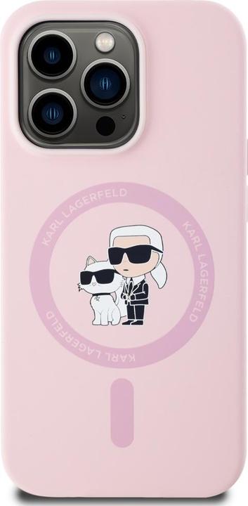Actual product image Karl Lagerfeld Liquid Silicone Karl and Choupette MagSafe Case for iPhone 14 Pro Pink (Apple iPhone 14 Pro)